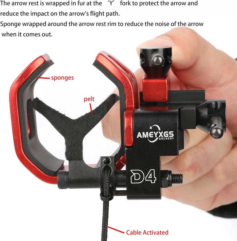 limaity Drop Away Arrow Rest for Compound Bow Right Hand No Spanner Required Four-Way Adjustable Quick-Adjustment Knob Full Containment Cable Activated - Image 3
